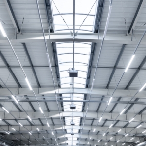 Ceiling with skylights.