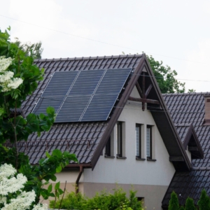 Solar panels on the roof of a home.