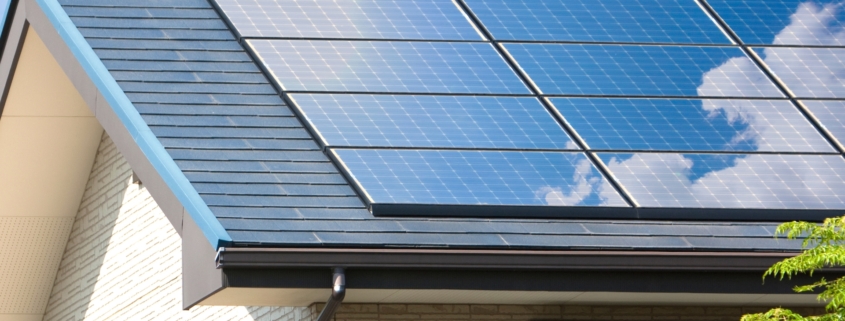 Home with solar panels on the roof.