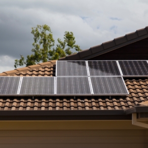 Solar panels on the roof of a home.