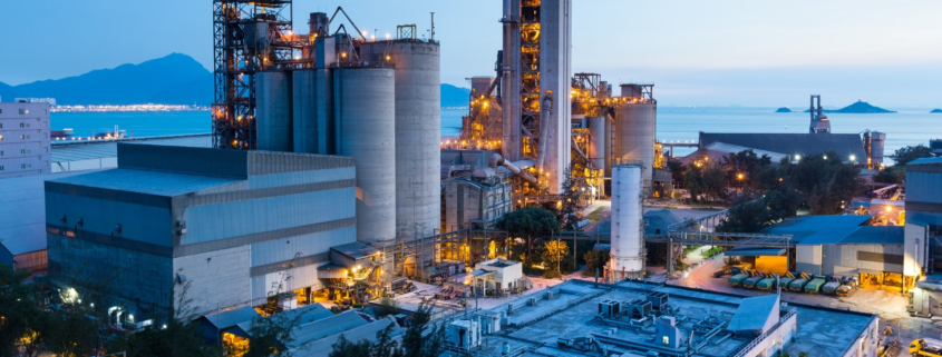 Oil and gas industrial facility near the water.